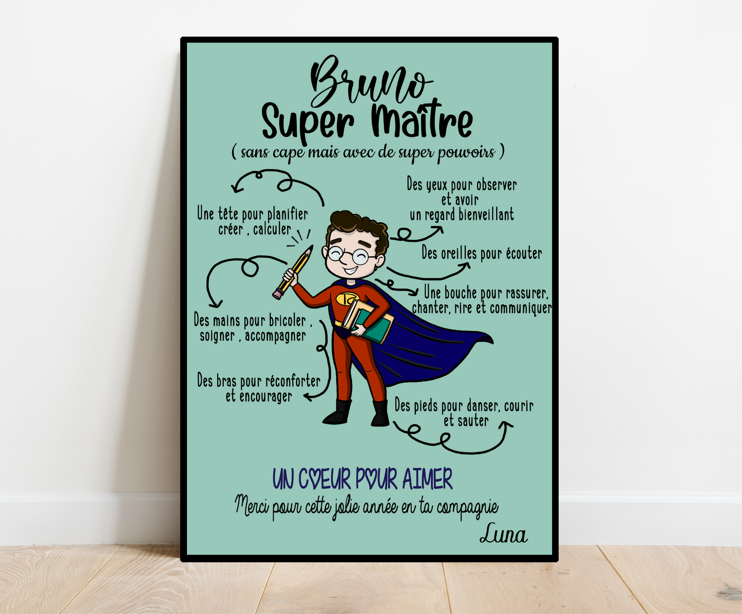 Affiche personnalisée Super Maitre