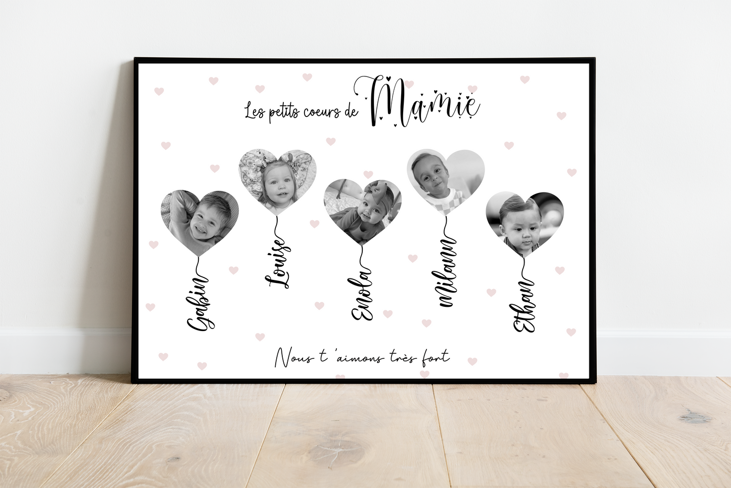 Les petits coeurs de MAMIE - Affiche personnalisée