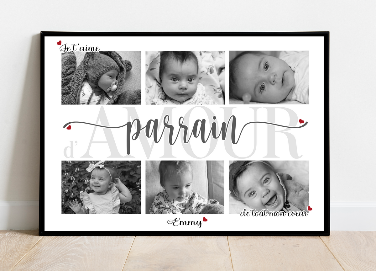 Affiche personnalisée - PARRAIN • Cadre personnalisé