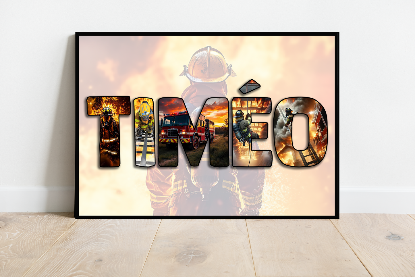 PRENOM thème Pompier - Affiche personnalisée