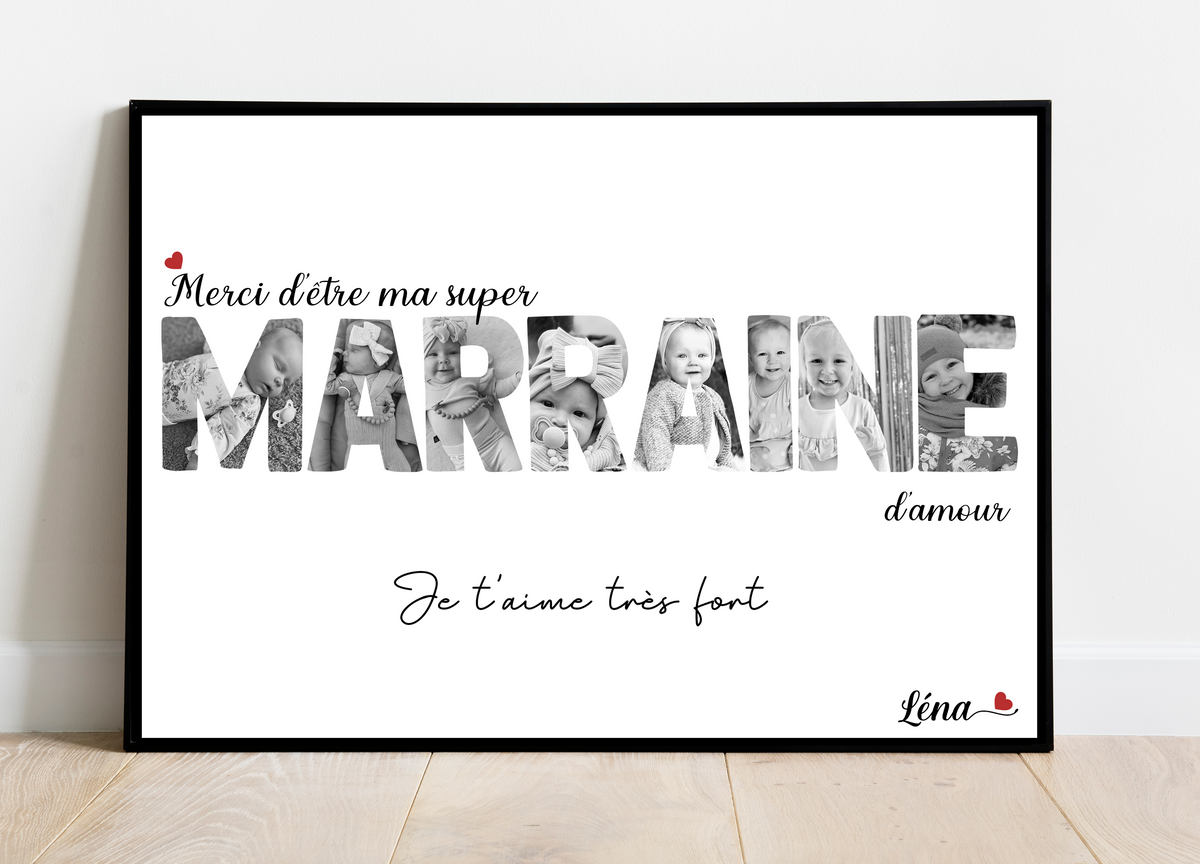 Affiche / Cadre personnalisé(e) • MARRAINE •