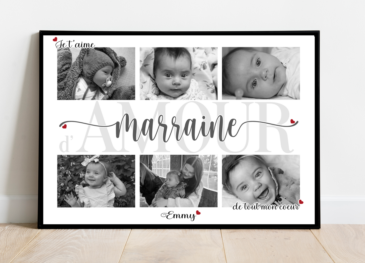 Affiche / Cadre personnalisé(e) • MARRAINE •