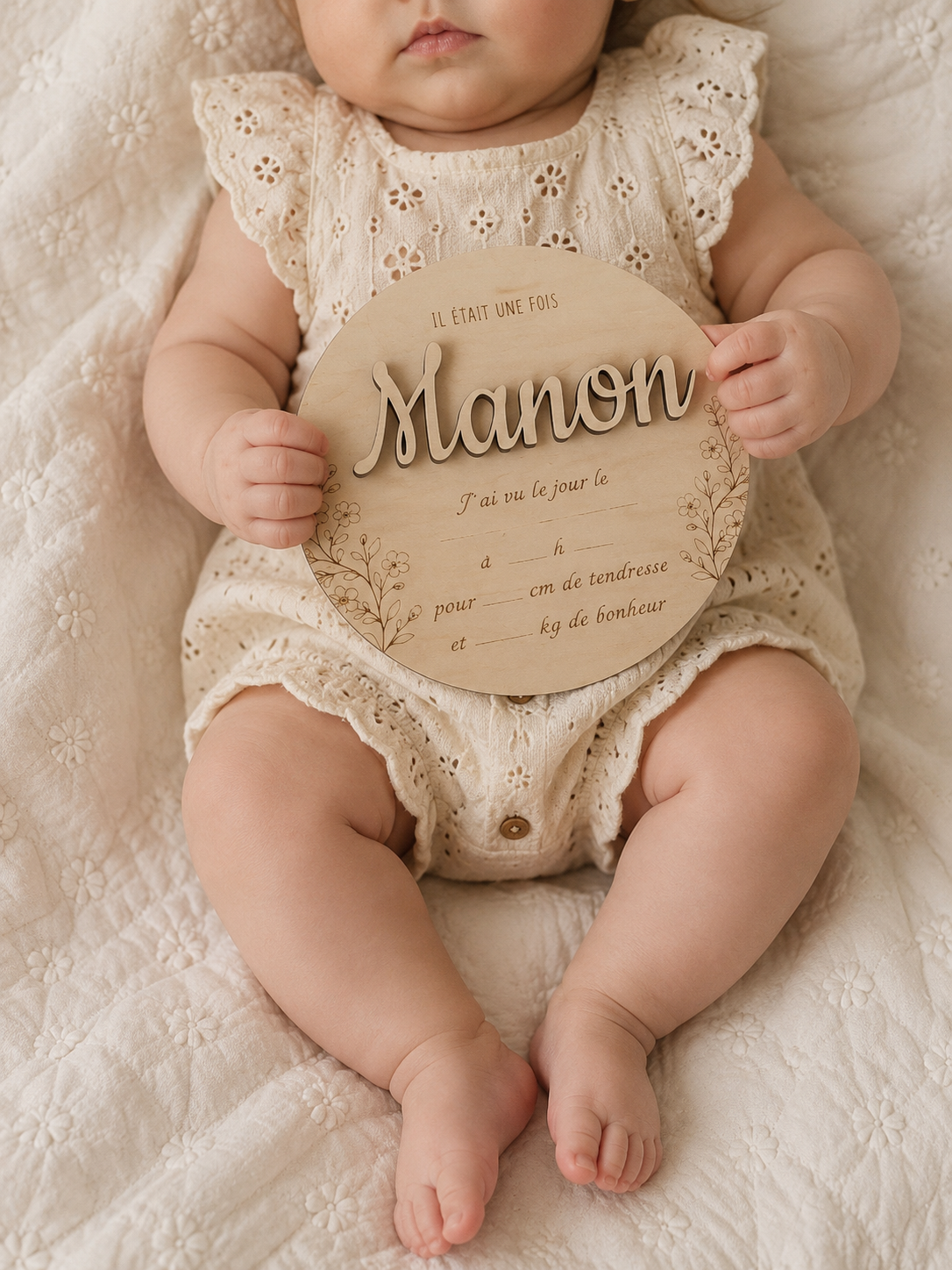 Plaque de naissance personnalisée en bois – Souvenir de naissance