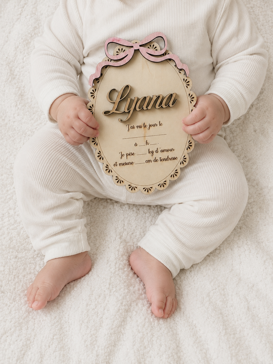 Plaque de naissance personnalisée en bois – Souvenir de naissance
