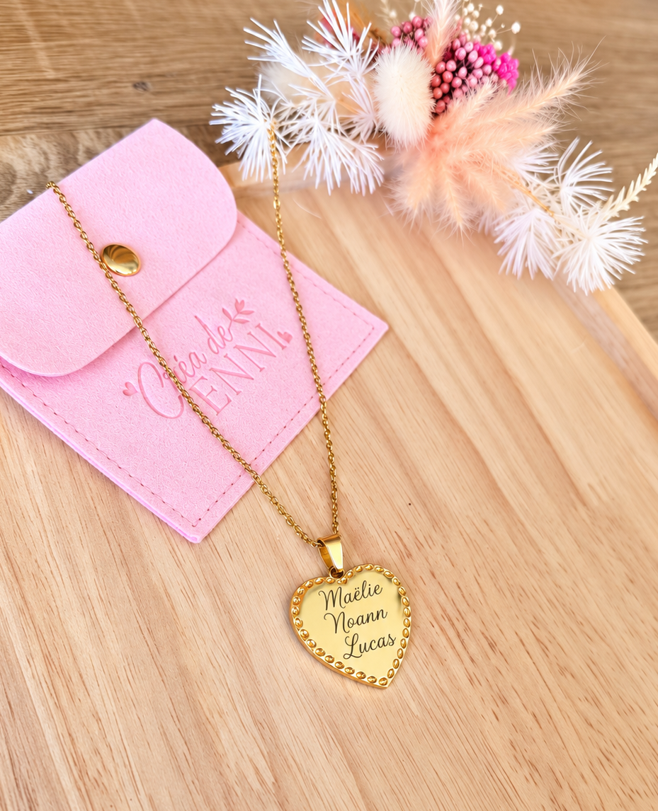 Collier médaillon personnalisé  • Précieux Amour • Acier Inoxydable