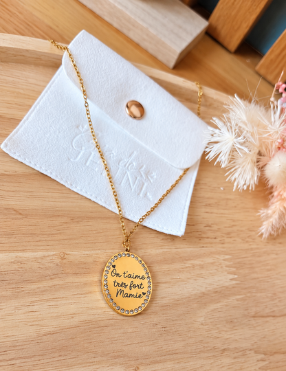 Collier médaillon personnalisé • Mille et Une Tendresses • Acier Inoxydable