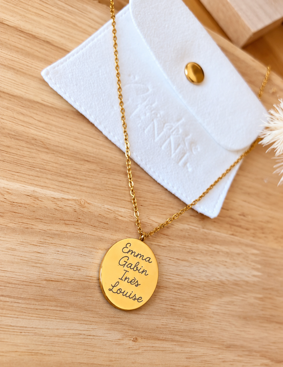 Collier médaillon personnalisé • Mille et Une Tendresses • Acier Inoxydable
