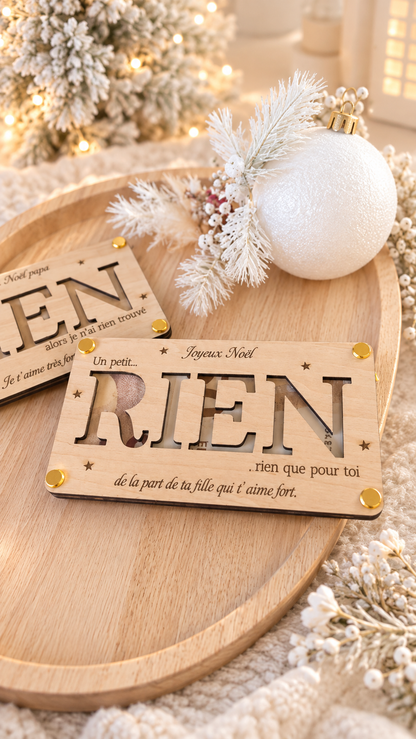 Carte en bois " RIEN "