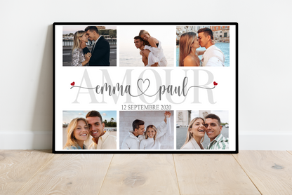 Affiche personnalisée - COUPLE prénoms • Cadre personnalisé
