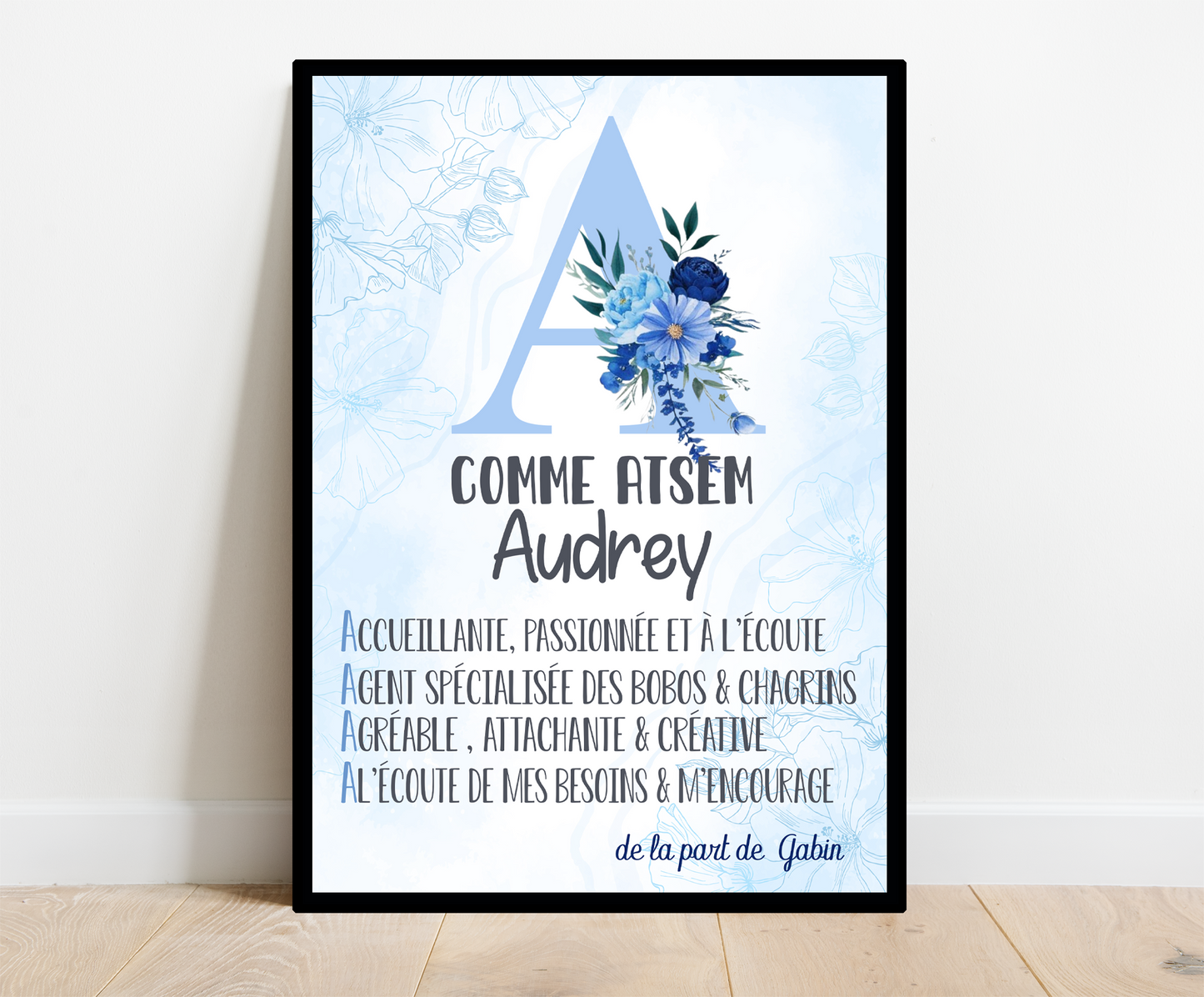 Affiche personnalisée - MAITRESSE ATSEM ..• Cadre personnalisé