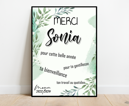 Affiche personnalisée - MAITRESSE ATSEM ..• Cadre personnalisé