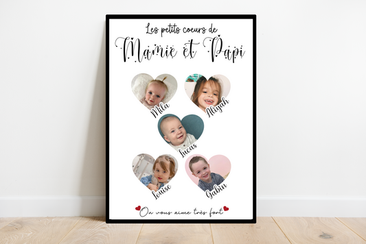 Affiche personnalisée  Les petits cœurs de Mamie & Papi