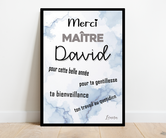 Affiche personnalisée - MAITRE • Cadre personnalisé