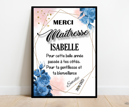 Affiche personnalisée - MAITRESSE ATSEM ..• Cadre personnalisé