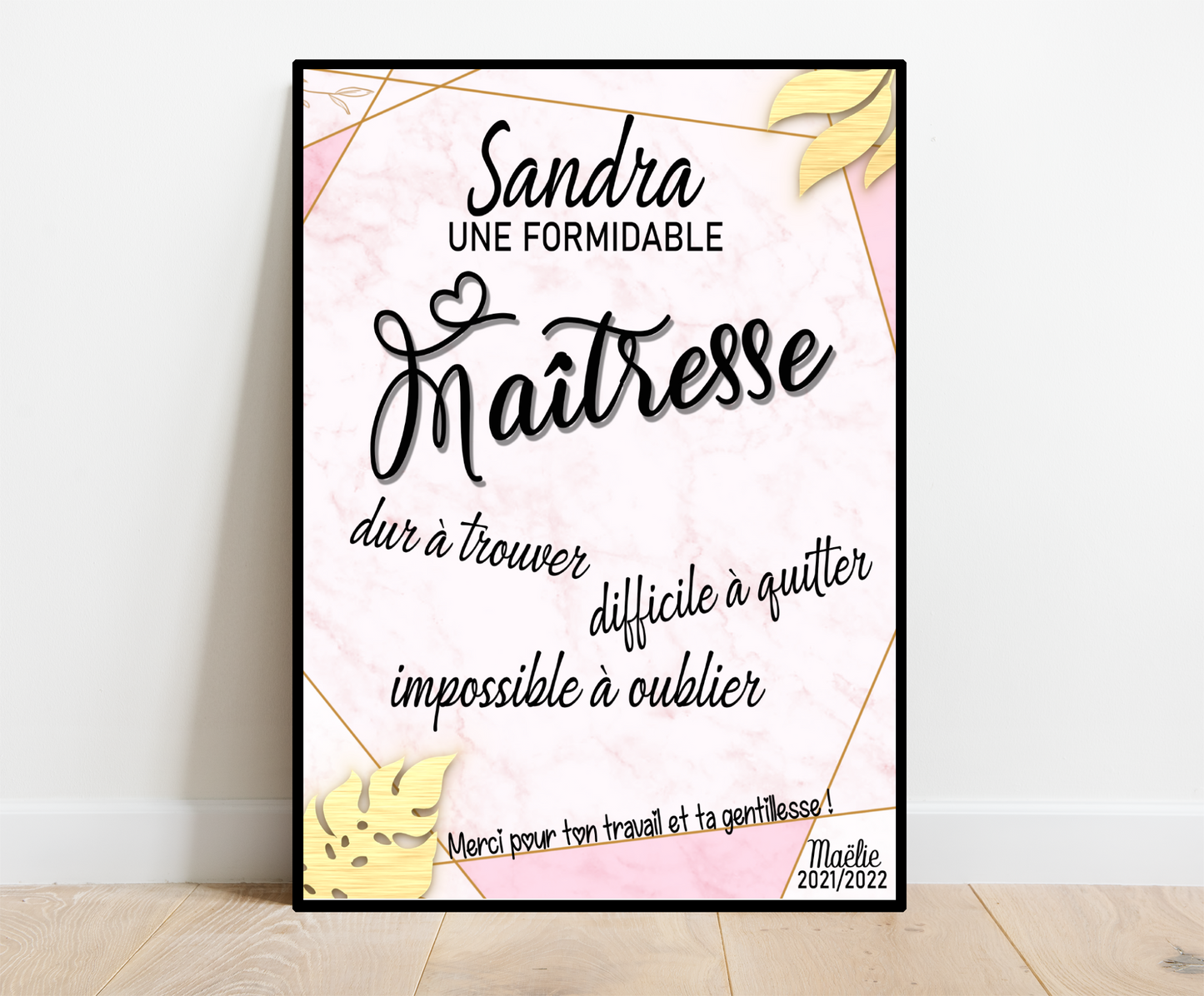 Affiche personnalisée - MAITRESSE ATSEM ..• Cadre personnalisé