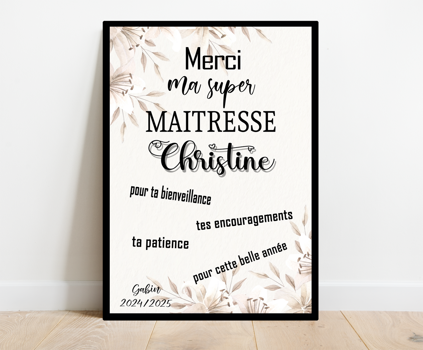 Affiche personnalisée - MAITRESSE ATSEM ..• Cadre personnalisé