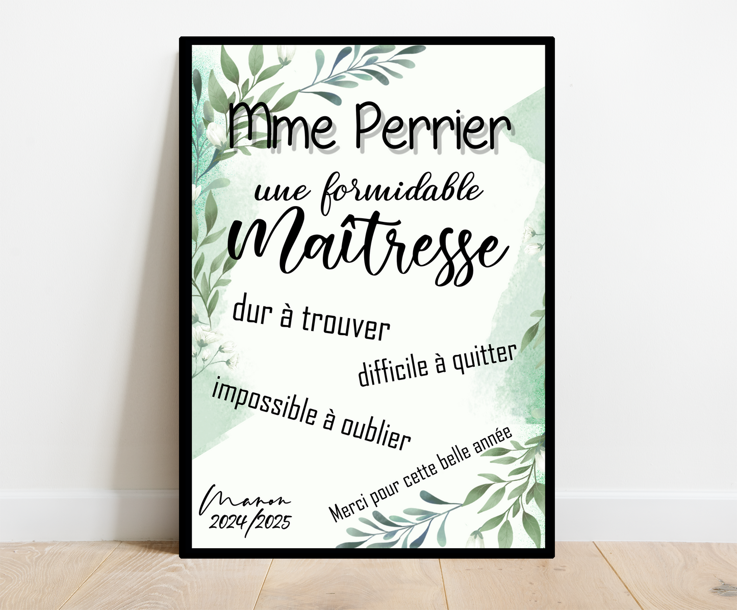 Affiche personnalisée - MAITRESSE ATSEM ..• Cadre personnalisé