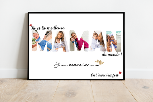 Affiche meilleure Maman & Mamie en or