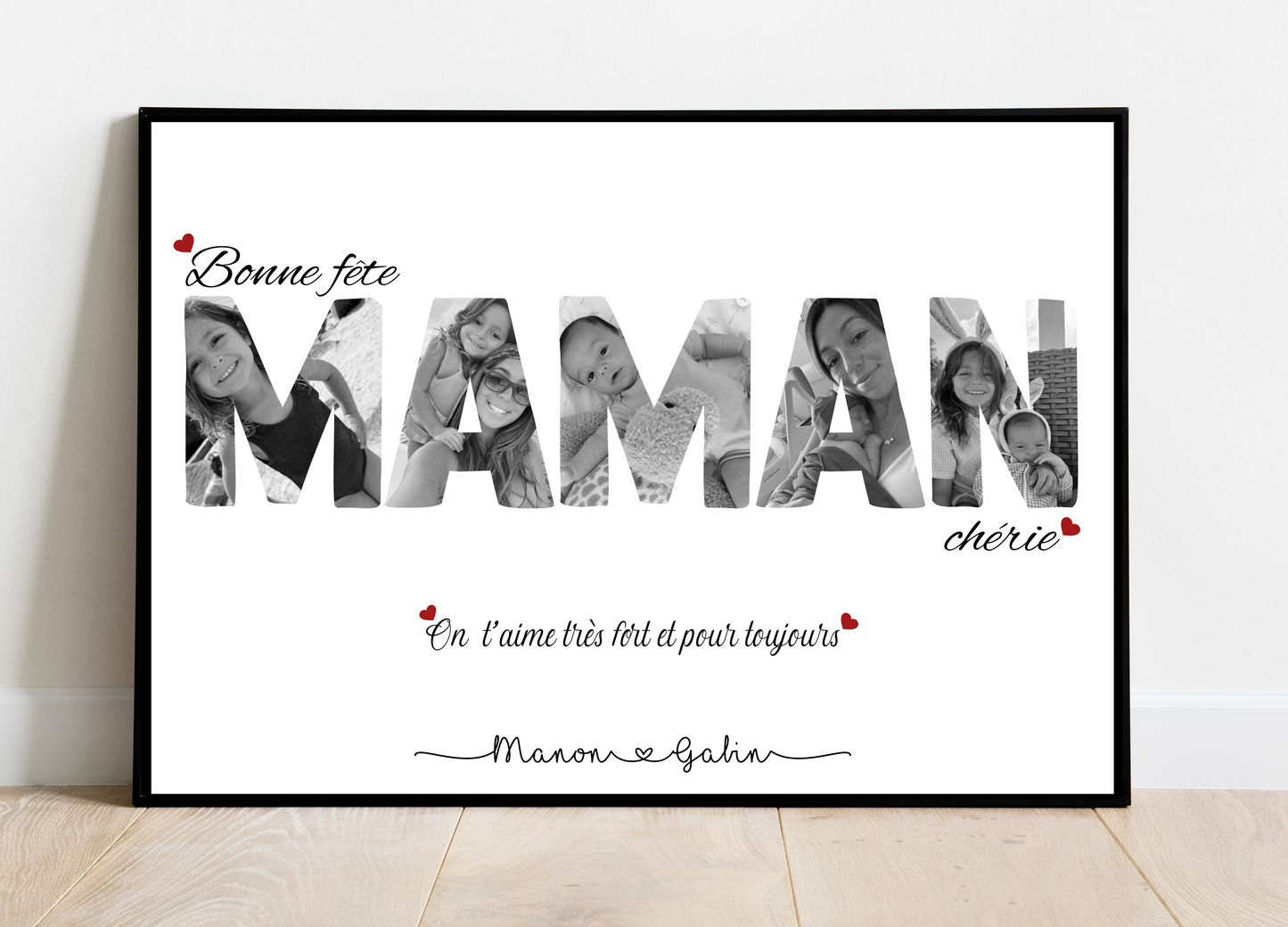 Affiche personnalisée -  Bonne fête MAMAN chérie • Cadre personnalisé