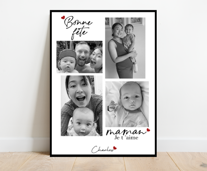 Affiche personnalisée -  Bonne fête MAMAN • Cadre personnalisé
