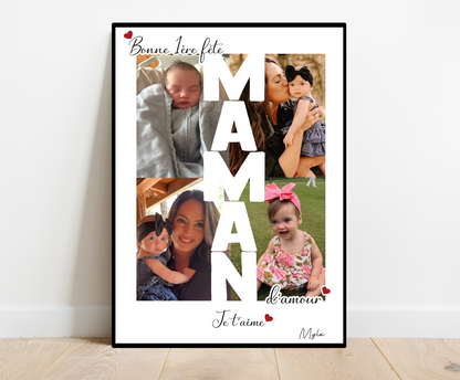 Affiche personnalisée -  Bonne 1ère fête MAMAN • Cadre personnalisé