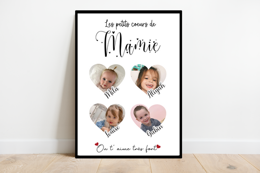 Affiche personnalisée Les petits cœurs de Mamie