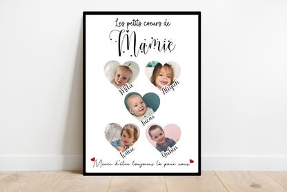 Affiche personnalisée Les petits cœurs de Mamie