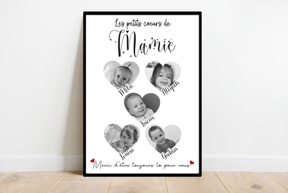 Affiche personnalisée Les petits cœurs de Mamie