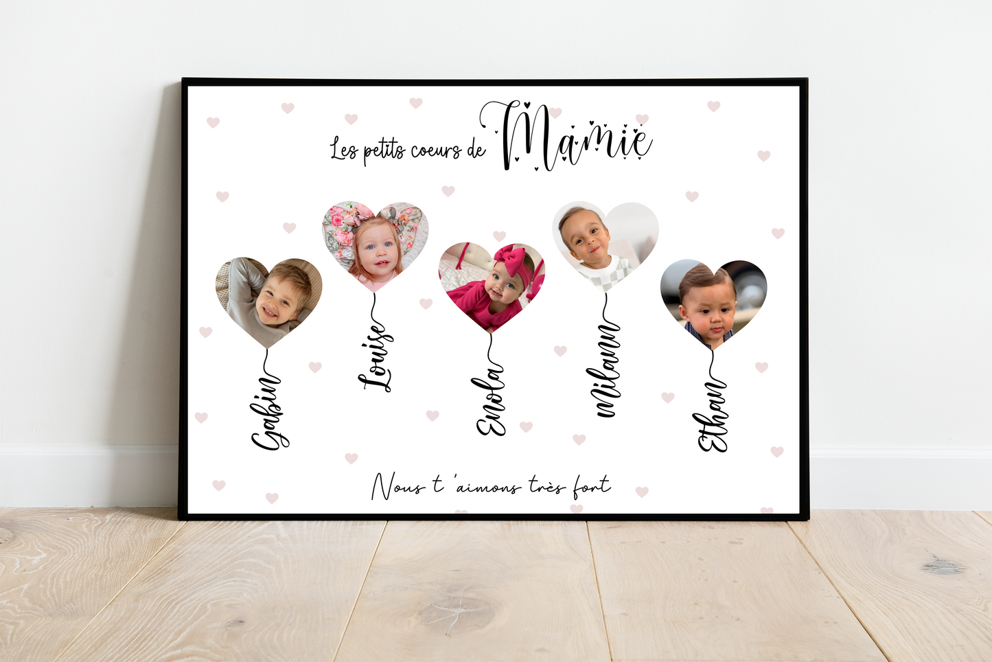 Les petits coeurs de MAMIE - Affiche personnalisée