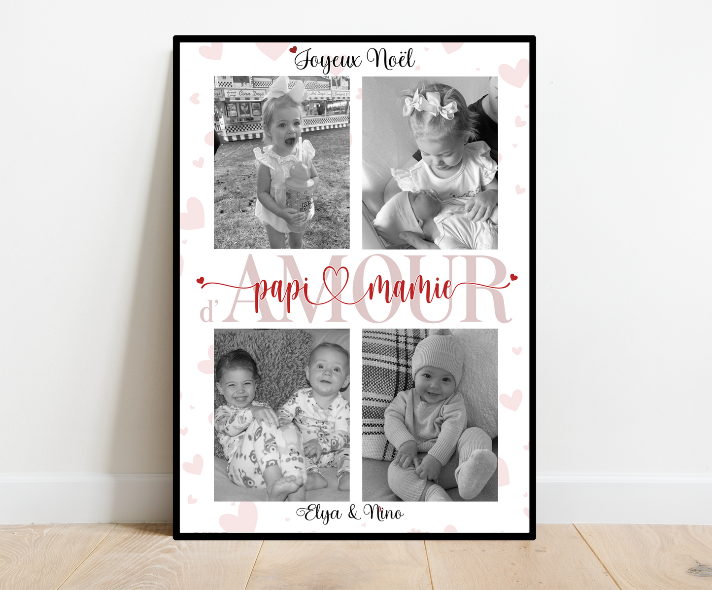 Joyeux Noël MAMIE & PAPI d'amour - Affiche personnalisée