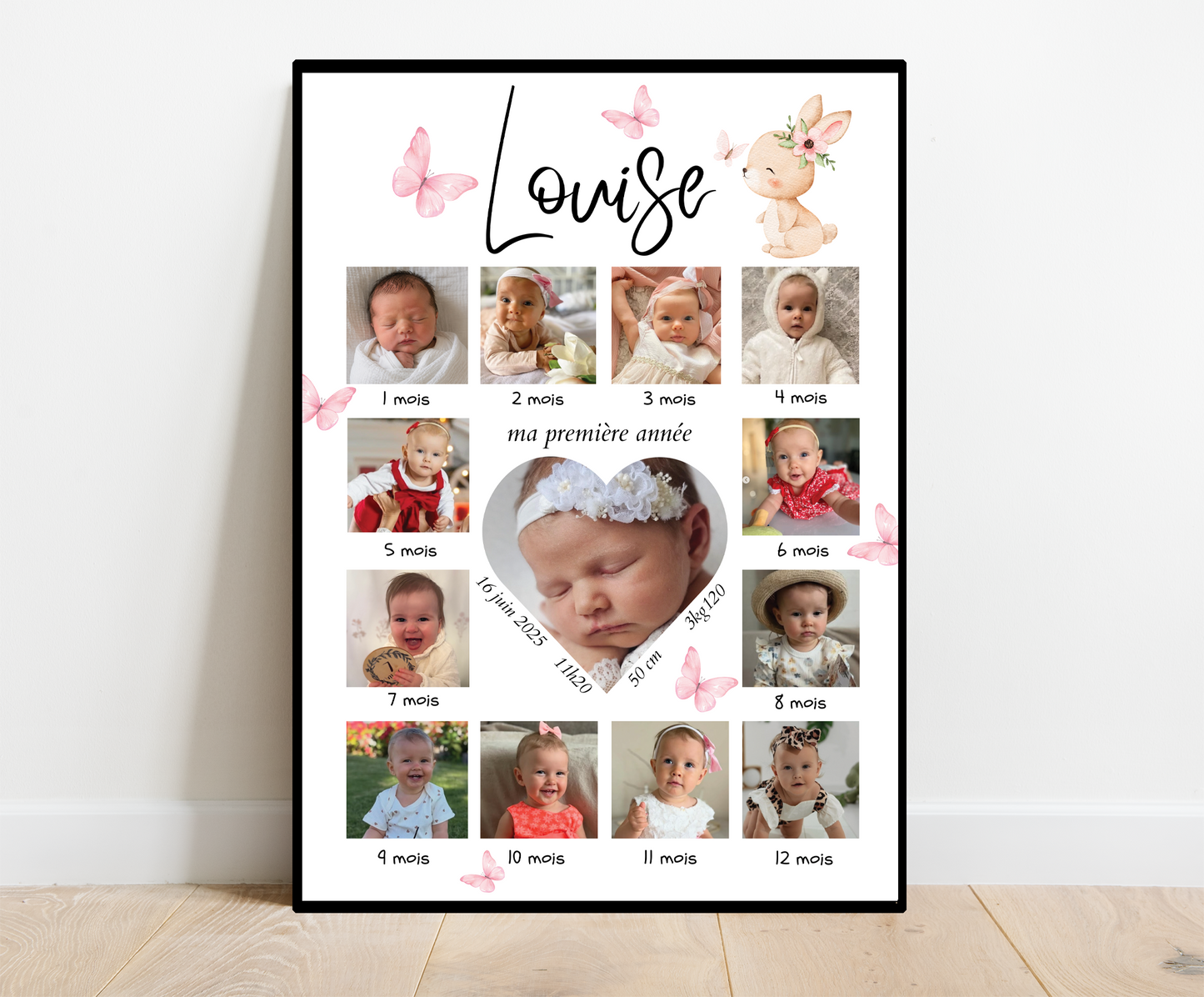 Affiche personnalisée -  MA PREMIÈRE ANNÉE • Cadre personnalisé