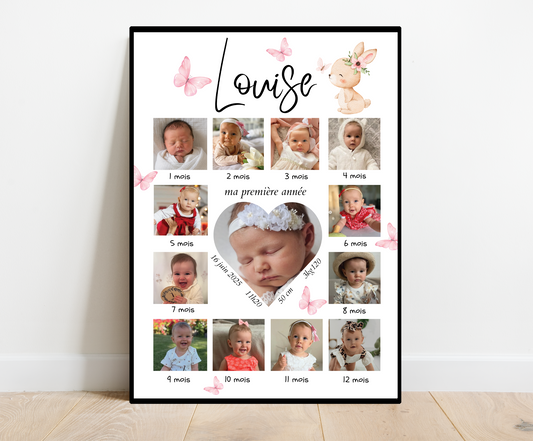 Affiche personnalisée -  MA PREMIÈRE ANNÉE • Cadre personnalisé