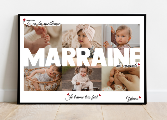 Tu es la meilleure MARRAINE du monde - Affiche personnalisée