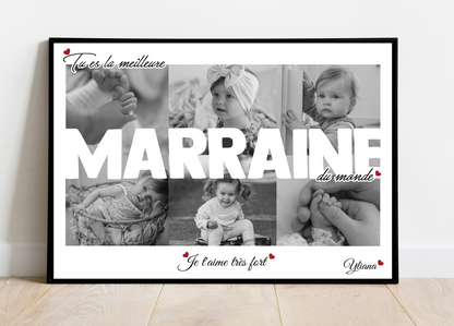 Affiche personnalisée - MARRAINE • Cadre personnalisé