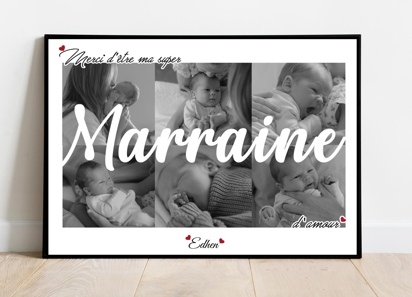 Affiche personnalisée -  MARRAINE • Cadre personnalisé