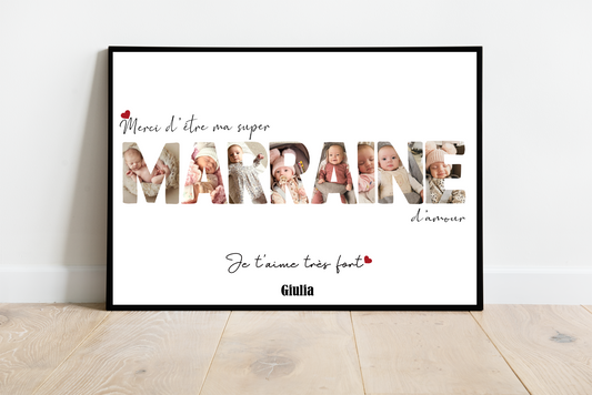 Affiche personnalisée Merci Marraine