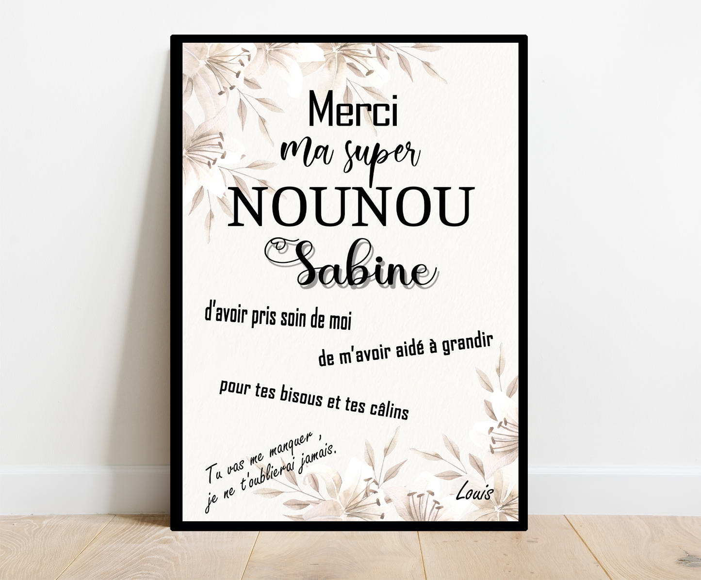 Affiche personnalisée - NOUNOU MAITRESSE ATSEM ..• Cadre personnalisé