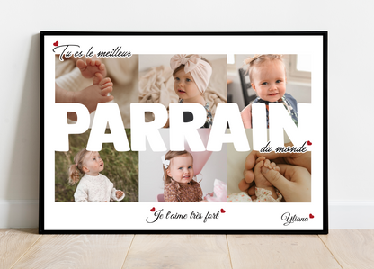 Affiche personnalisée - PARRAIN • Cadre personnalisé