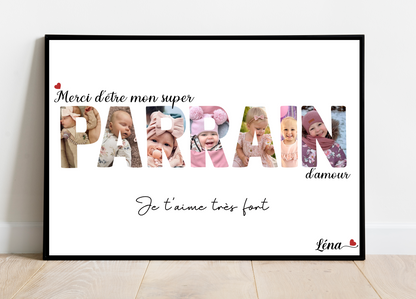 Affiche personnalisée - PARRAIN • Cadre personnalisé