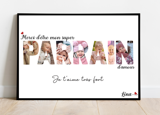 Affiche personnalisée - PARRAIN • Cadre personnalisé