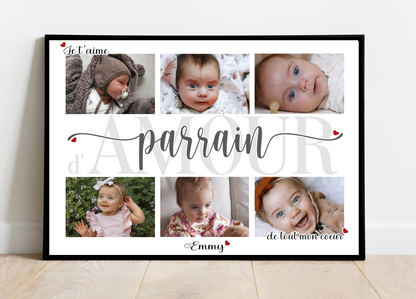 Affiche personnalisée - PARRAIN • Cadre personnalisé