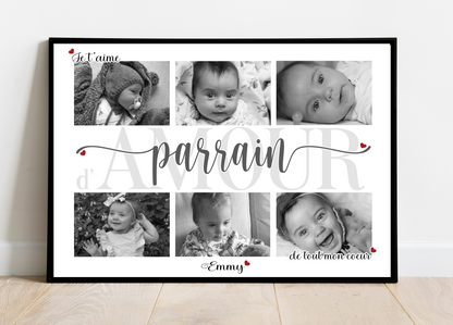 Affiche personnalisée - PARRAIN • Cadre personnalisé