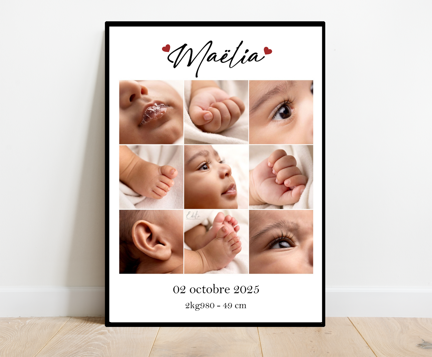 Affiche personnalisée -  PÈLE MÈLE BÉBÉ • Cadre personnalisé