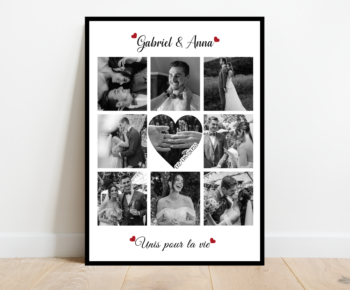 Affiche personnalisée - PÉLE MÈLE AMOUR MARIAGE • Cadre personnalisé