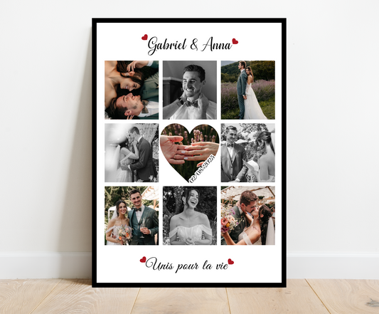 Pèle-méle couple / Mariage - Affiche personnalisée