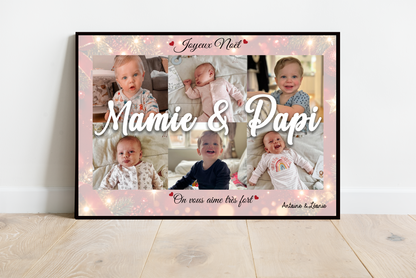 Affiche personnalisée  NOËL - MAMIE & PAPY • Cadre personnalisé