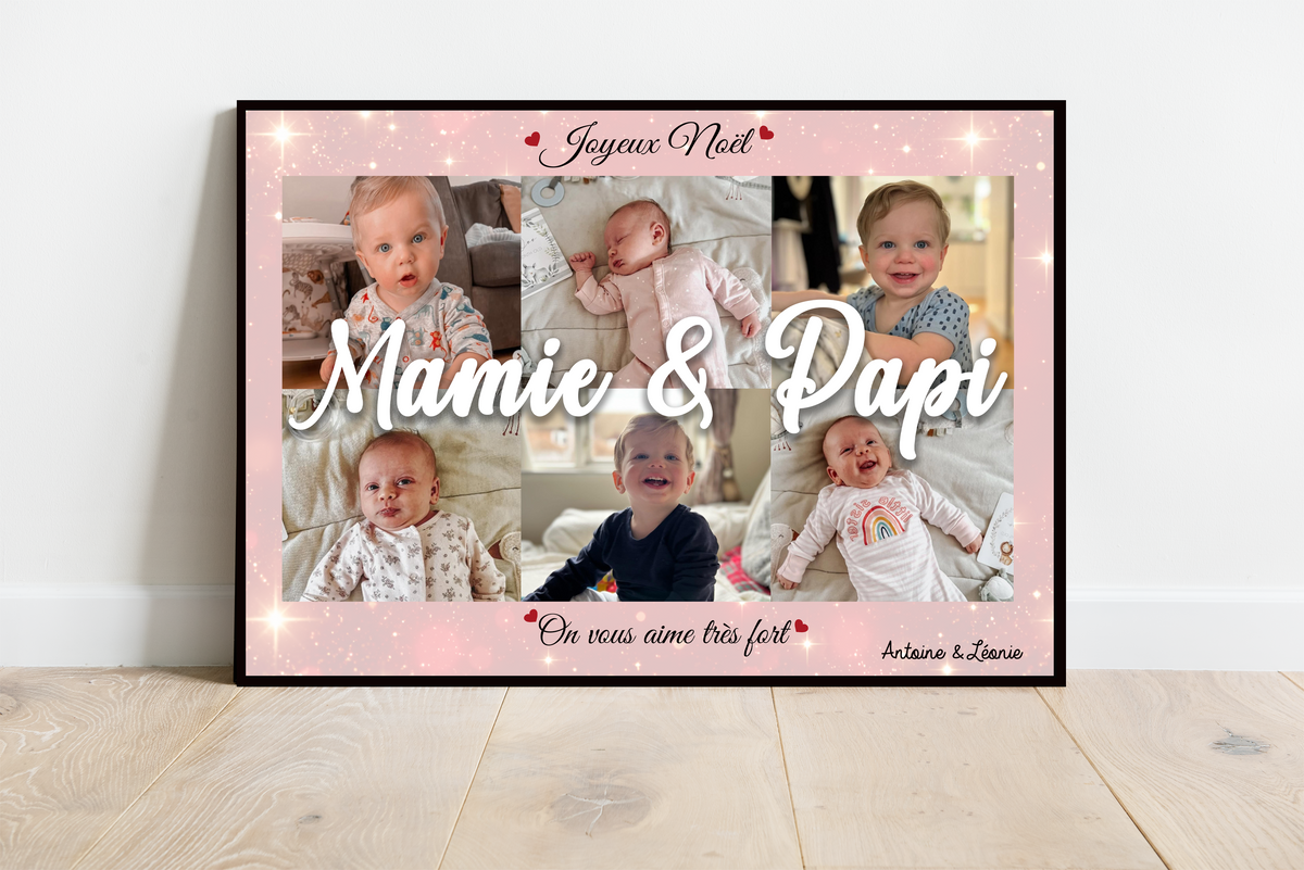 Affiche personnalisée  NOËL - MAMIE & PAPY • Cadre personnalisé