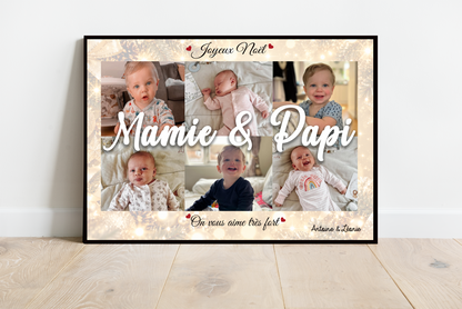 Affiche personnalisée  NOËL - MAMIE & PAPY • Cadre personnalisé