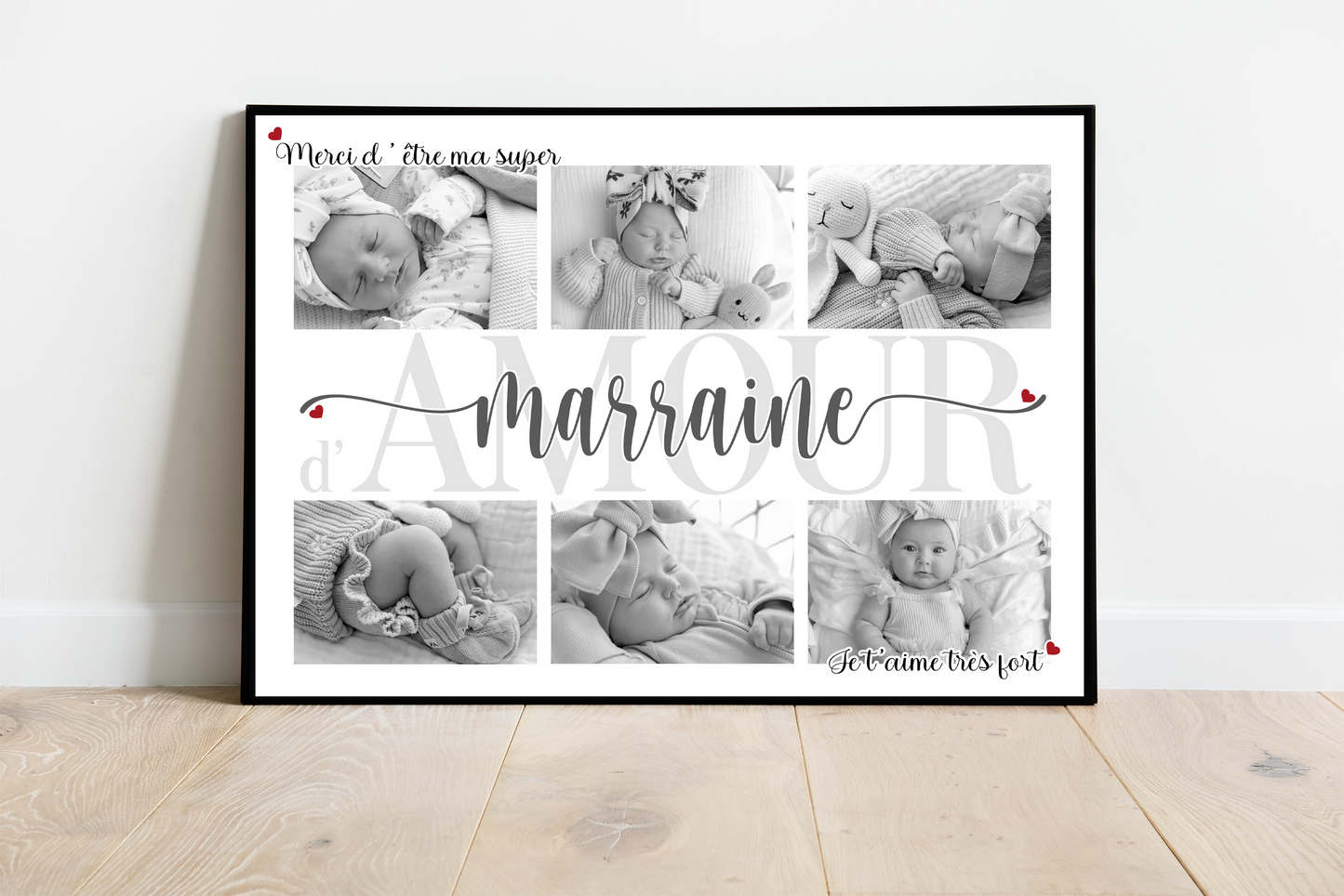 Merci d'être ma super MARRAINE d'amour - Affiche personnalisée