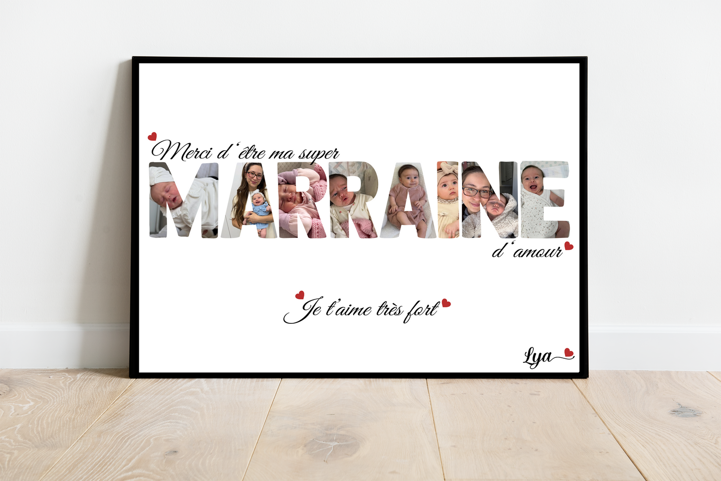 Affiche personnalisée - MARRAINE • Cadre personnalisé